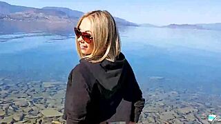 Public beach banging with a tight Canadian model