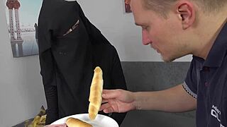 Hot wife in niqab craves a stiff cock now.