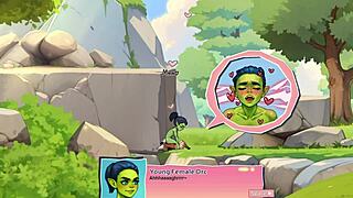 horny young 18+ female orc face-sits lucky boy in nature game 😈🌿