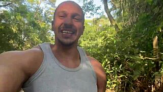 me and buddy took hot black girl to waterfall for sex