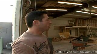 Short Hair Blonde Drilled By Construction Boss.