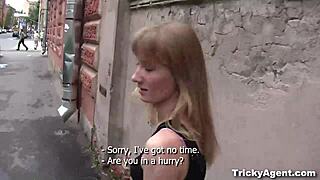 blond student sonja seeks cash from tricky agent 😏