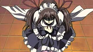 lezdom bdsm scene with anal beads on restrained teen