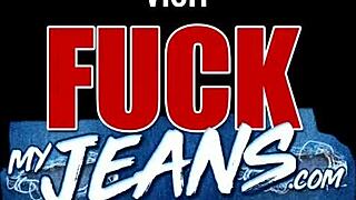 Clothed Brunette Gets Surprise Anal Creampie