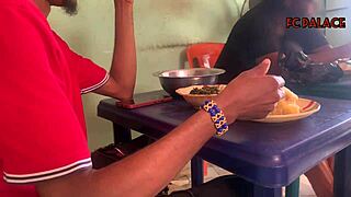 uh, traded a plate of eba for fun with hungry ebony beauty at local restaurant, ya gotta see this on xv premium!