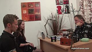 Skinny French Brunette in Stockings Gets Amateur Anal on Casting Couch