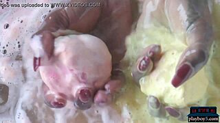 tall black milf ana foxxx casually strips and soaks in a steamy bath