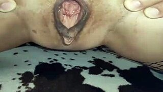 milf wife in fishnet body gets her anal stretched