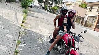 Guy rides bike and friend's big cock