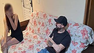 Old man notices stepdaughter without panties