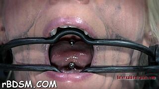 Blonde bound dildo masturbation