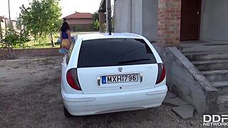 Anna siline sucks fat dick deep in her debut sex tape, cum in mouth pov.