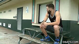 Hot gay scene in the locker room with sporty guys