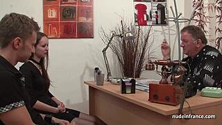 Skinny French Brunette in Stockings Gets Amateur Anal on Casting Couch