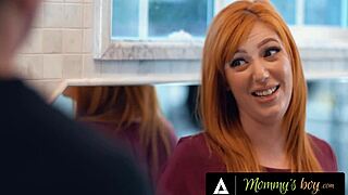 mommy's boy - stacked redhead milf lauren phillips gives hung stepson good morning before work