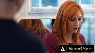 mommy's boy - stacked redhead milf lauren phillips gives hung stepson good morning before work