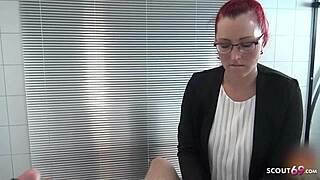 german mature step mom in latex gloves gives intense handjob to boy next door