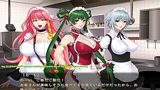 Japanese maid Rin plays boin game in scene 4 part 2