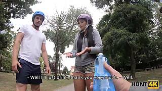 Hunt4k submissive guy gets money for girlfriend's sex with hunter