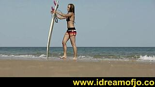 i surf up on the beach