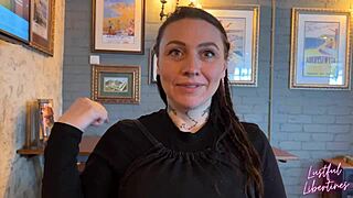 Seduced by Piss Slut Ex, Fingering Her Brunette Pussy Bent Over on Toilet for Orgasm