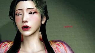 3D Cute Asian Cosplay Slut Sucking the Big Dick with Anal and Cum