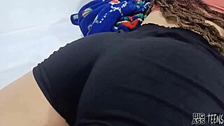 narrative of teen milf brunette creampie with amateurs in bed. big ass cumshot sex while husband calls on phone.