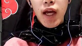 Detailed scene of Asian gay Japanese men messaging each other