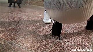 Femdom Handjob! Bound Babe in Skirt Submits for Explosive Finish