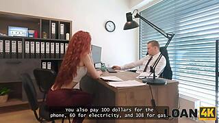 i'm a slutty redhead with long hair and small tits, giving my fit body at the office interview for a vegan restaurant loan