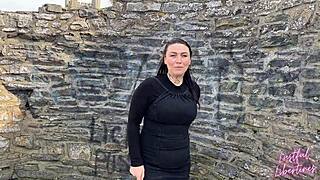 Seduced by Piss Slut Ex, Fingering Her Brunette Pussy Bent Over on Toilet for Orgasm