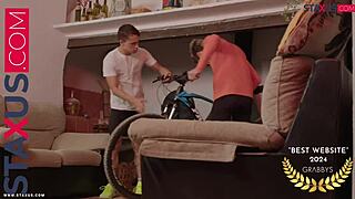 ️ staxus ride me hard two beautiful cyclists have fun after a ride.