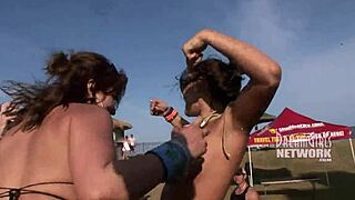 Spring Break Coeds Lick Tits in Whip Cream Challenge