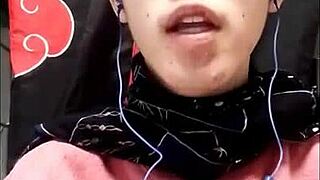 Detailed scene of Asian gay Japanese men messaging each other