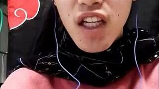 Detailed scene of Asian gay Japanese men messaging each other