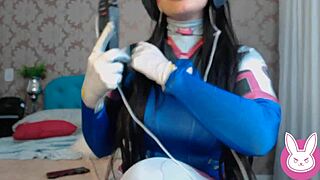 asmr roleplay cosplay dva overwatch as naughty gamer friend with big tits