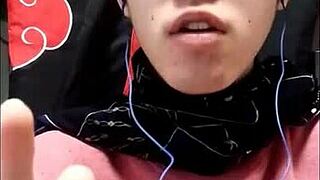 Detailed scene of Asian gay Japanese men messaging each other