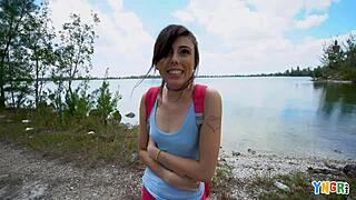 Yngr hikes and fucks teen becca pierce outdoors 🌳