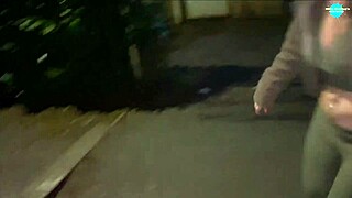 Street Whore Inserts Items Into Pussy On The Run