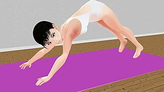 Anime Girl Tries Stretch Yoga Exercise