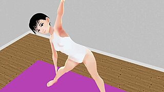 Anime Girl Tries Stretch Yoga Exercise