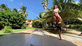 mini bikini beauty teases in beer pong strip game