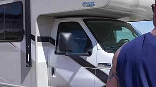 Skinny brunette bent over with tight pussy grip