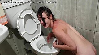 skinny slut pisses on face in toilet humiliation