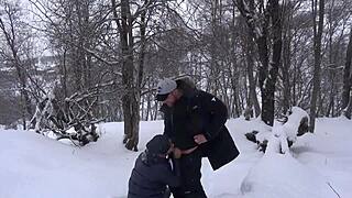 hot student sucks professor's big dick after ski 😈