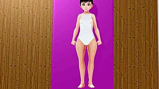 Anime Girl Tries Stretch Yoga Exercise