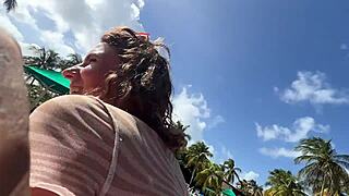 mini bikini beauty teases in beer pong strip game