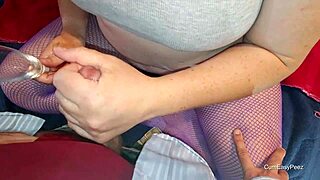 Kinky Amateurs in Stockings Play with Cum and Piss Up Close