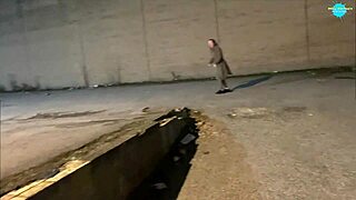 Street Whore Inserts Items Into Pussy On The Run