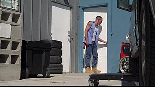 Holy crap, MASSIVE BBC emerges through GLORYHOLE with Devin Trez!